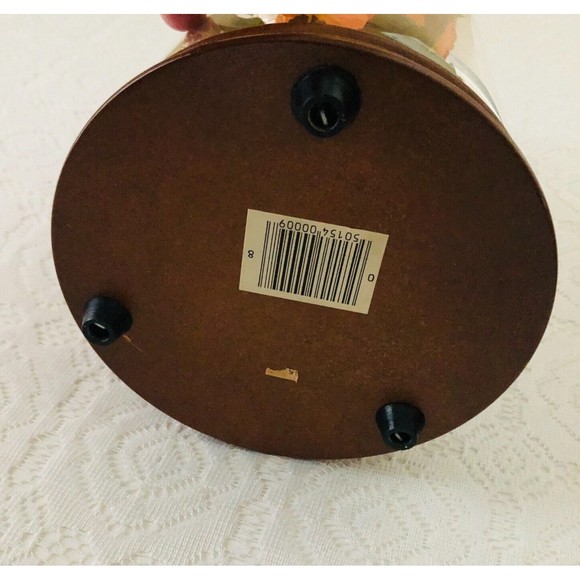 Vtg Silk Orange Roses Lace Ribbon Footed Wooden Glass Dome Conche 12" - Picture 5 of 6